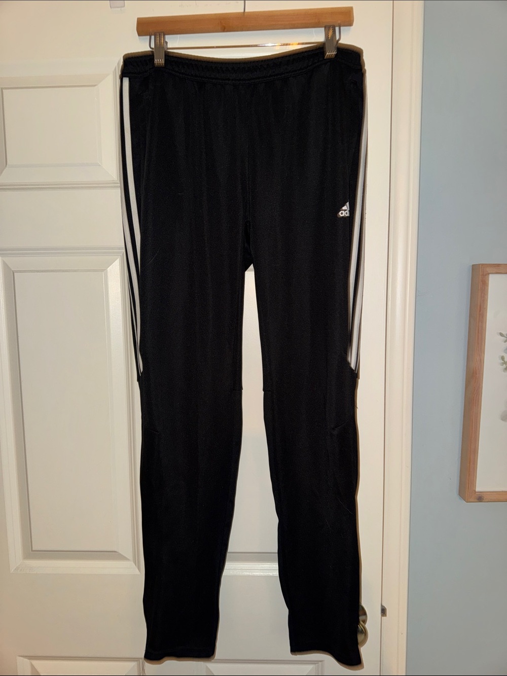 adidas Black Track Pants with White Side Stripes